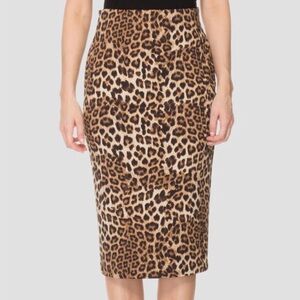 JOSEPH RIBKOFF Pencil Leopard Animal Print Contemporary Slip-On Midi Skirt Sz 6